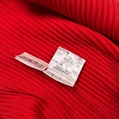 美品 BURBERRY LONDON バーバリー ロンドン レースアップ 編み上げ 半袖 コットン ニット カットソー シャツ 2/レッド系/三陽商会