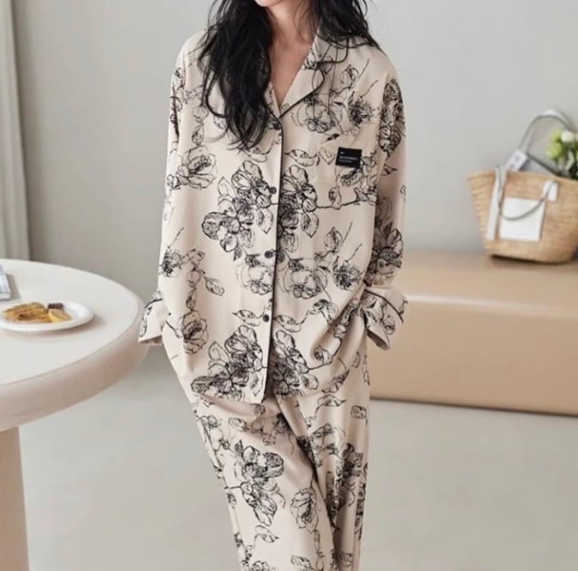 【現品限りsale Mサイズ限定】 monotone flower pattern simple style pajamas p1158