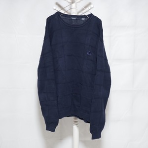 IZOD Lattice Designed Cotton Knit Sweater Navy