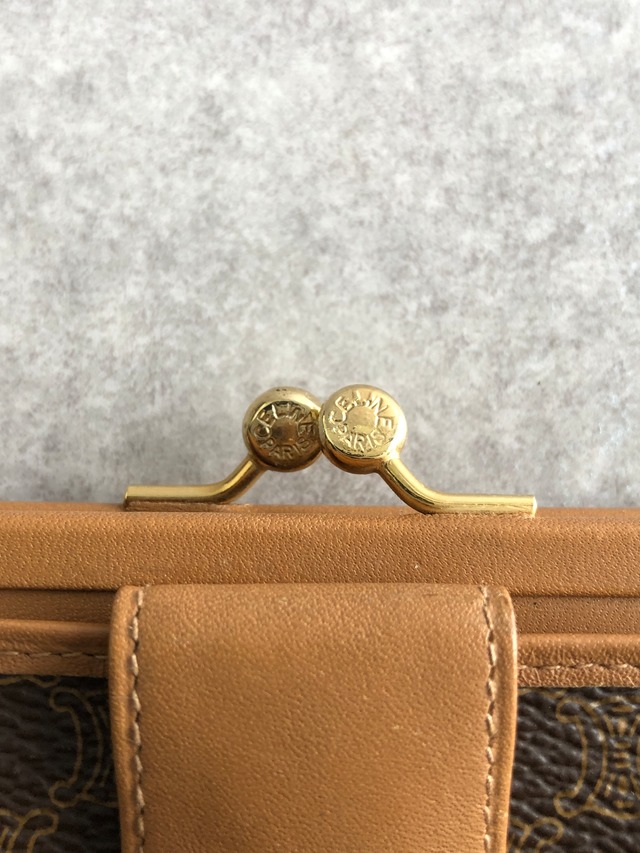 CELINE セリーヌ マカダム 財布 ブラウン ブラゾン PVC レザー 二つ折り財布 vintage ヴィンテージ オールド npchhu
