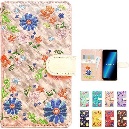 Galaxy A55 5G 専用 SC-53E SCG27 手帳型 ケース カバー SC53E SC-53Eケース SC-53Eカバー SCG27ケース SCG27カバー SC53Eケース SC53Eカバー GalaxyA555G 手帳ケース 手帳型ケース スマホケース ちょいヌメ花刺繍 ピンク 2599