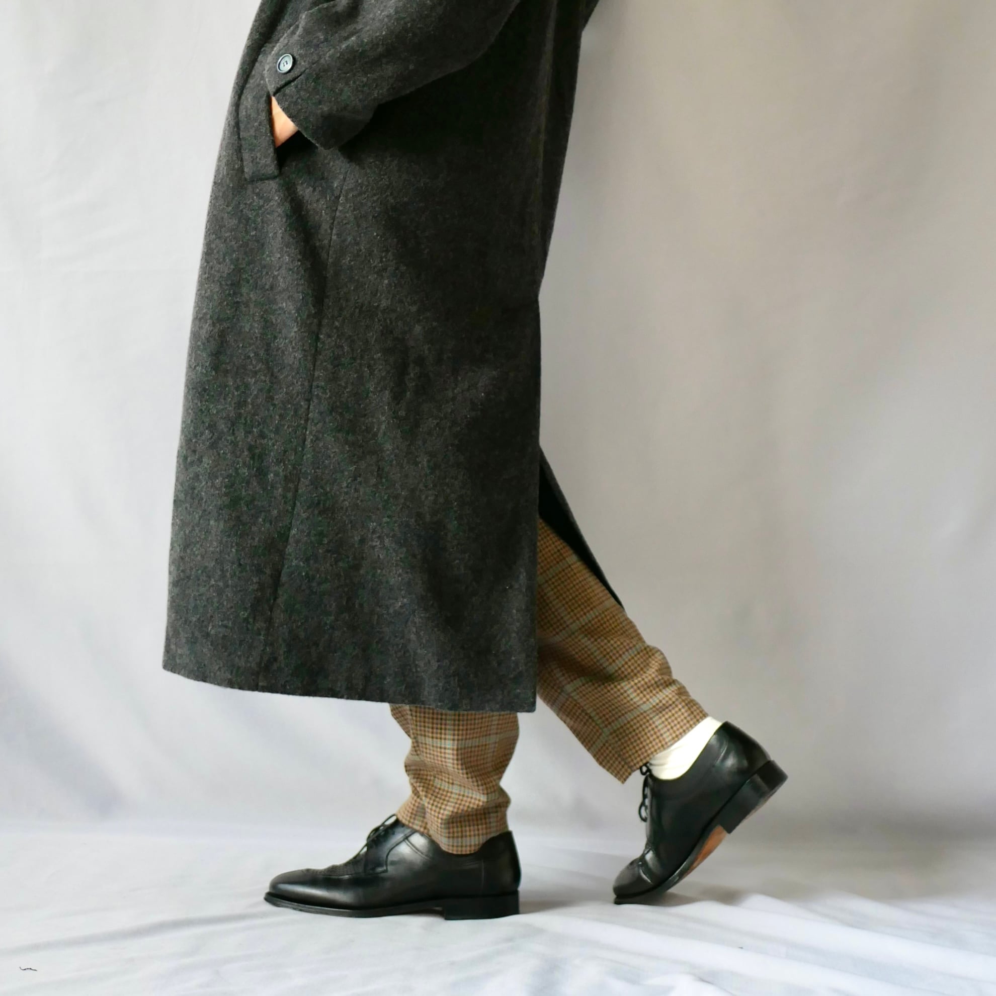 Charcoal gray wool long coat チャコールグレーウールロングコート