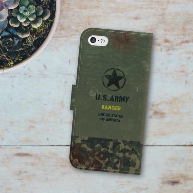 「U.S.ARMY RANGER」手帳型スマホケース（iPhone・Android対応）#sc-0048-b【受注生産・通常5〜6営業日発送】