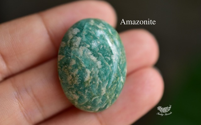 広がる花模様★アマゾナイト ルース カボションamaz008