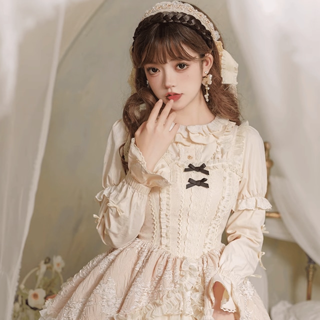 ロリータファッション通販 SEASONZ クラロリ コットン シャツ レトロ ガーリー 甘め ロマンティック ゆめかわ ロリータファッション lolita