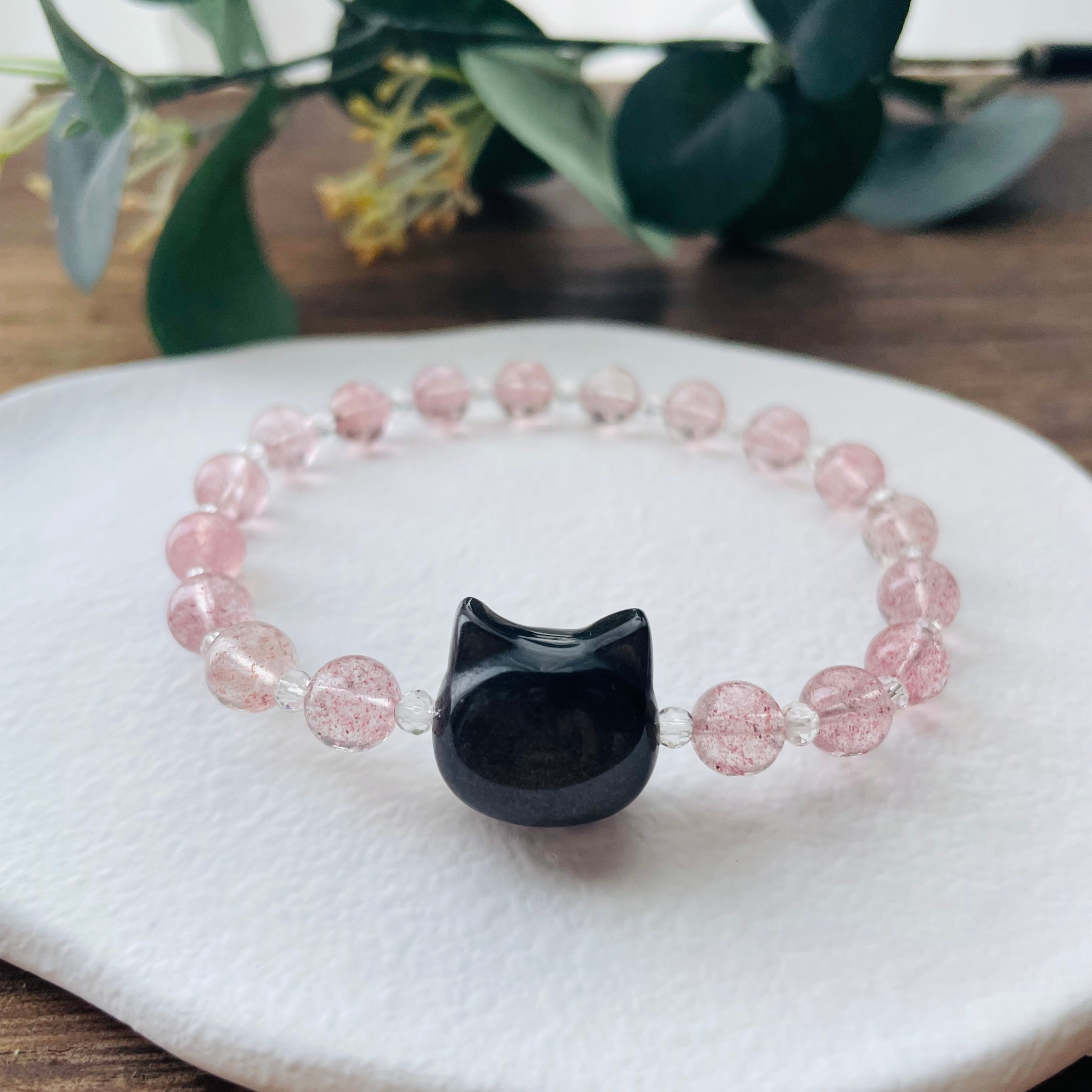 41222-⑧猫×パワーストーン|ブレスレット|信頼関係を深める| 猫雑貨 猫モチーフ 猫グッズ アクセサリー 天然石 プレゼント ギフト レディース