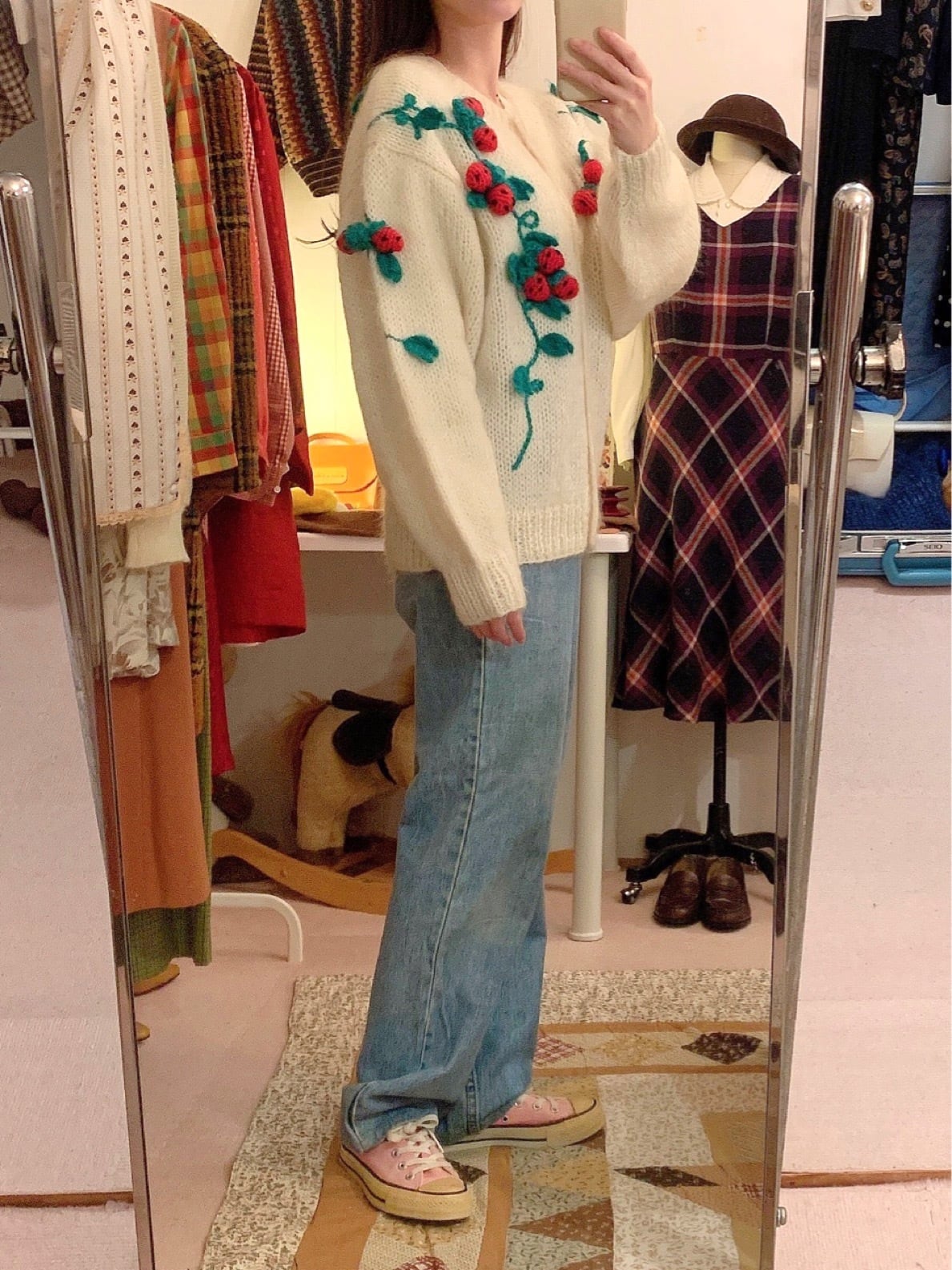 strawberry knit cardigan