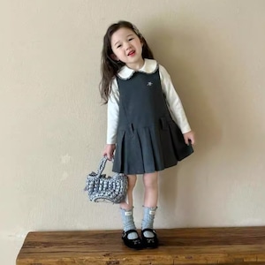 春ラシャAライン袖なしワンピース