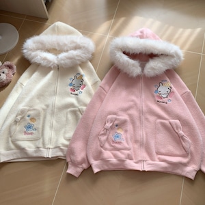 ゆめかわ♡全2カラー ファー付きうさちゃんパーカー jya54 ゆめかわ♡全2カラー ファー付きうさちゃんパーカー jya54