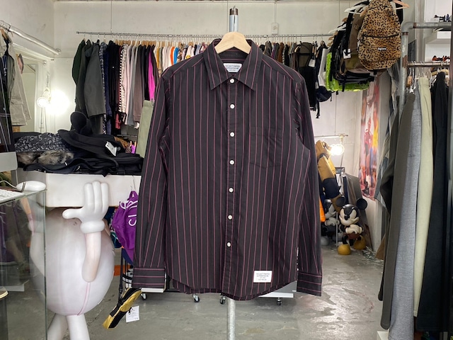 WACKO MARIA STRIPE LS SHIRT BLACK /PINK LARGE 64175