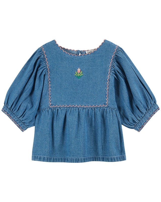 【EMILE&IDA】Blouse Embroidered denim flower