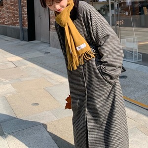 ステンドカラーコート アウター レディース ミディアム丈 ラグランスリーブ チェック柄 厚手 秋冬 フェミニン カジュアル 通勤 お出かけ 普段着 OU-078YK