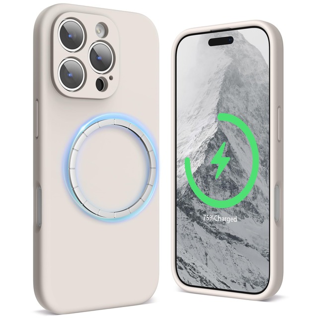 SURPHY iPhone 16 pro用ケース シリコン MagSafe対応,6.3インチ対応(2024) 携帯ケース iphone16 pro(カメラの全面保護) マグネット搭載 iPhone16 pro用ソフトカバー(ストーングレイ)
