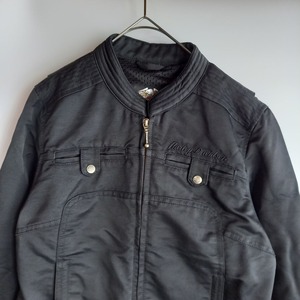 ハーレーダビッドソン　フライトジャケット　刺繍　ブラック　S