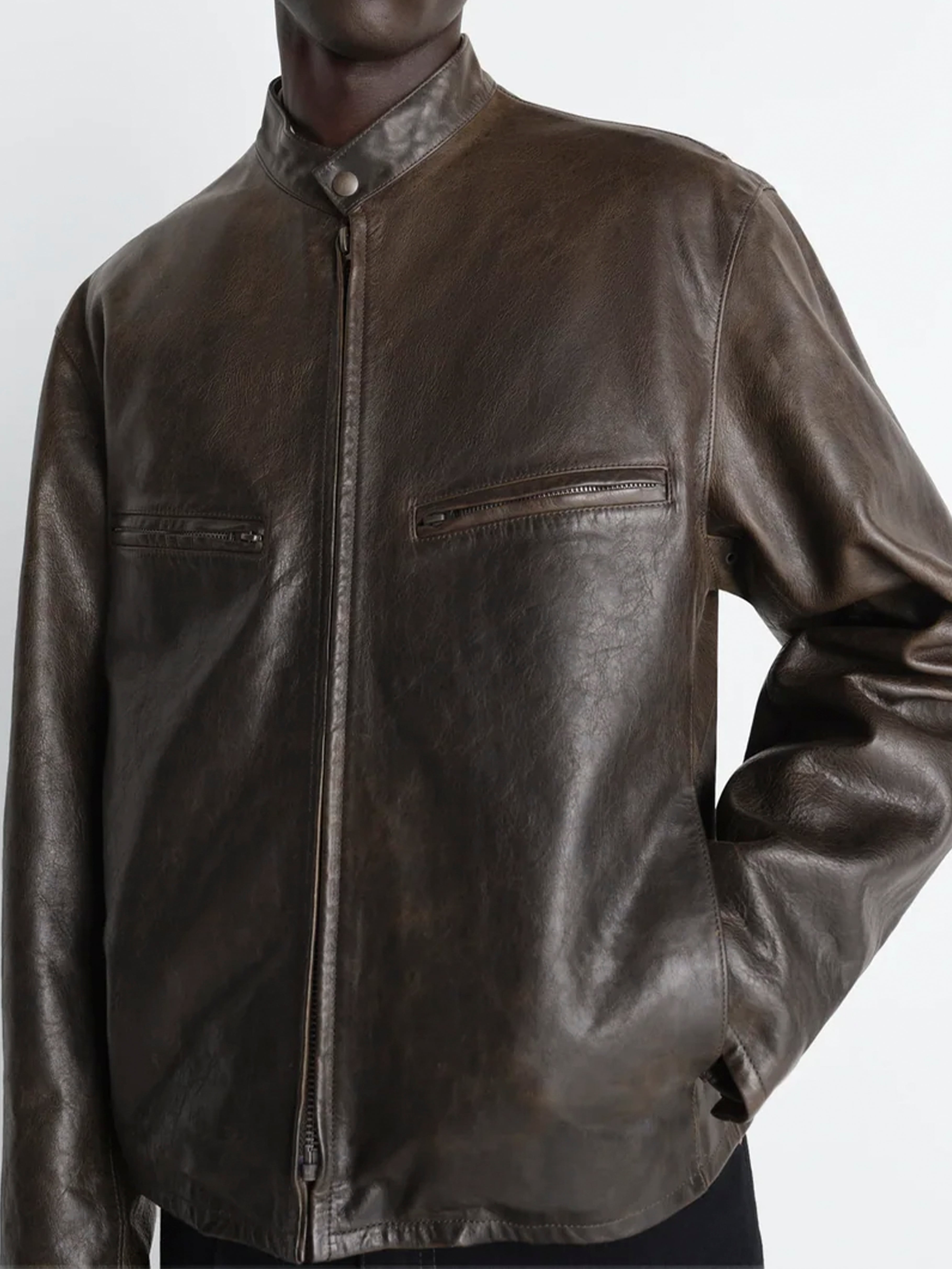LEMAIRE BOXY BIKER JACKET BRONZE OW1210 LL0176 | BEST PACKING STORE
