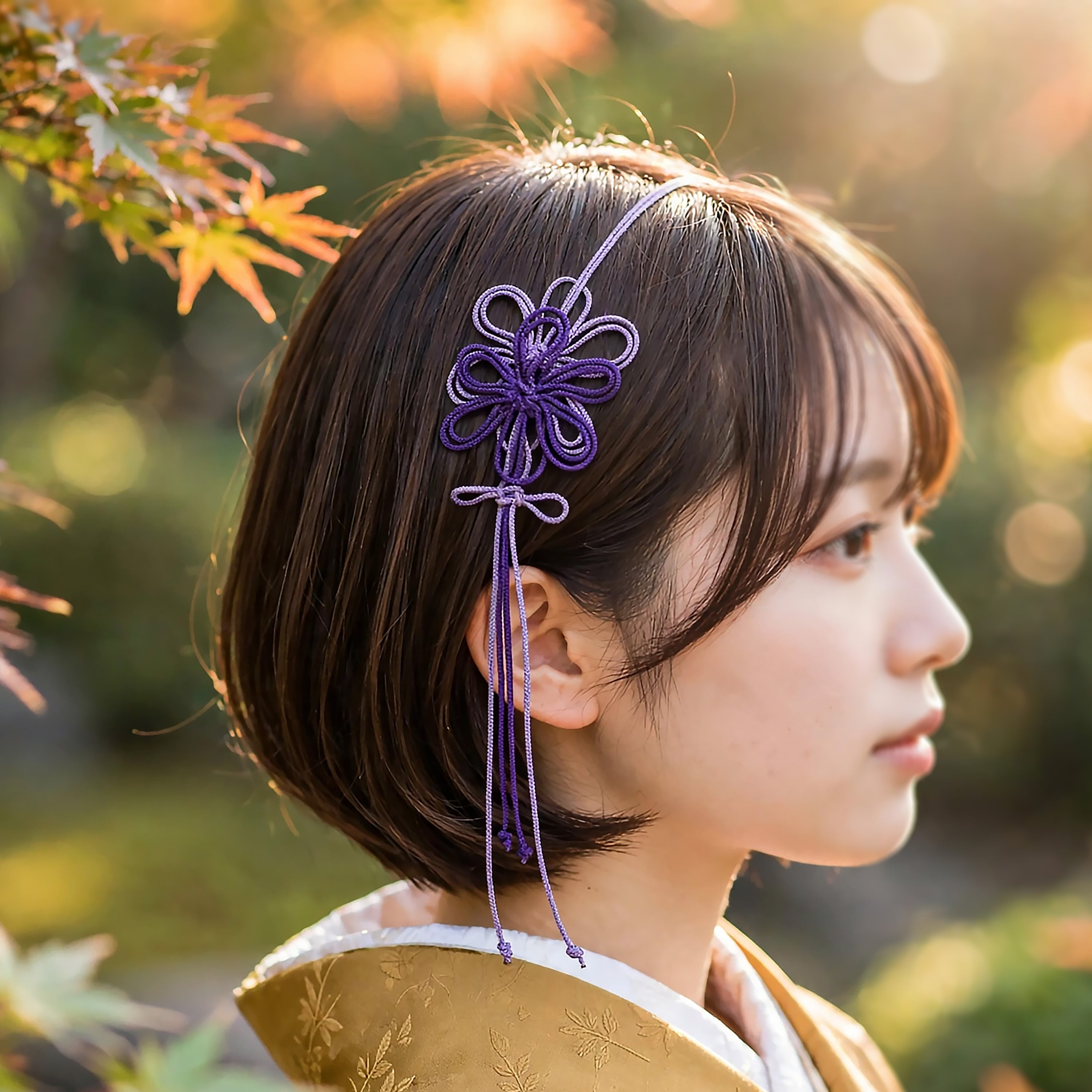 飾り結びカチューム「香ニミチル雅」(淡紫×濃紫)【軽量・簡単】浴衣や着物、日常使いにも。