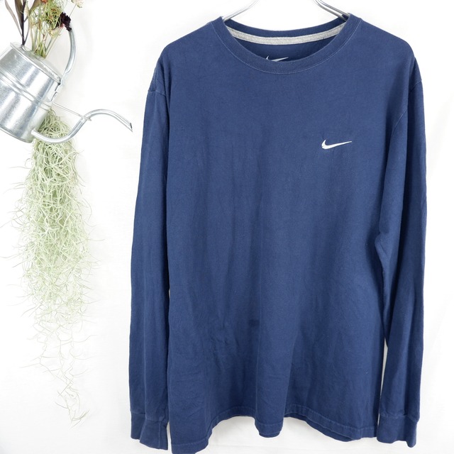 [XL] NIKE Embroidery Navy L/S Tee | ナイキ ネイビー ロングTシャツ