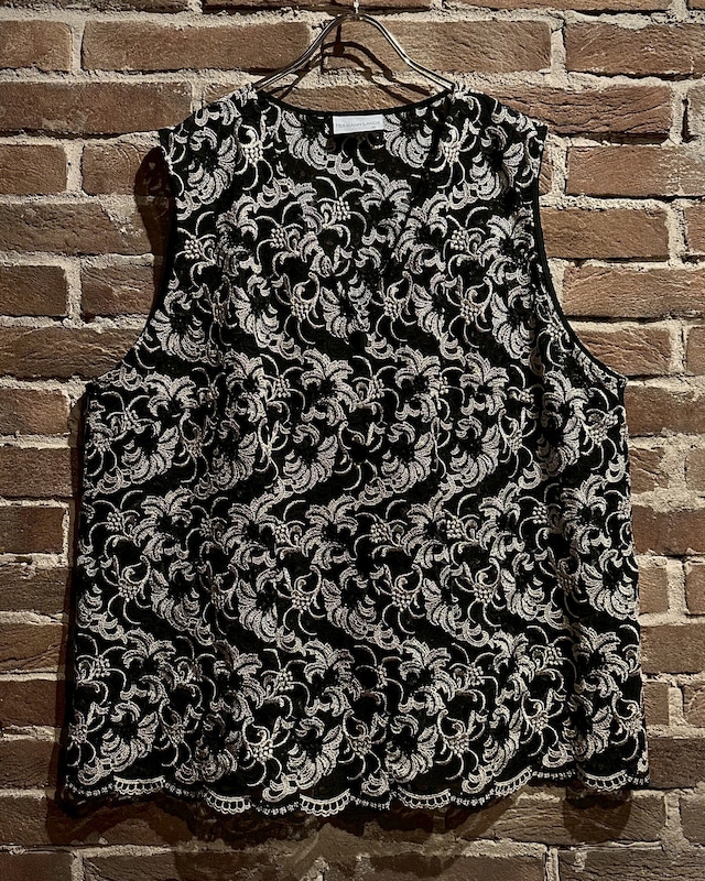 【Caka act3】Botanical Pattern Vintage Loose Race Vest