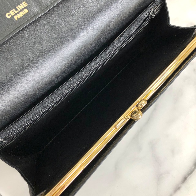 CELINE　セリーヌ　ブラゾン　トリオンフ　レザー　クロコ型押し　長財布　ブラック　vintage　ヴィンテージ　オールドセリーヌ　sc22gk