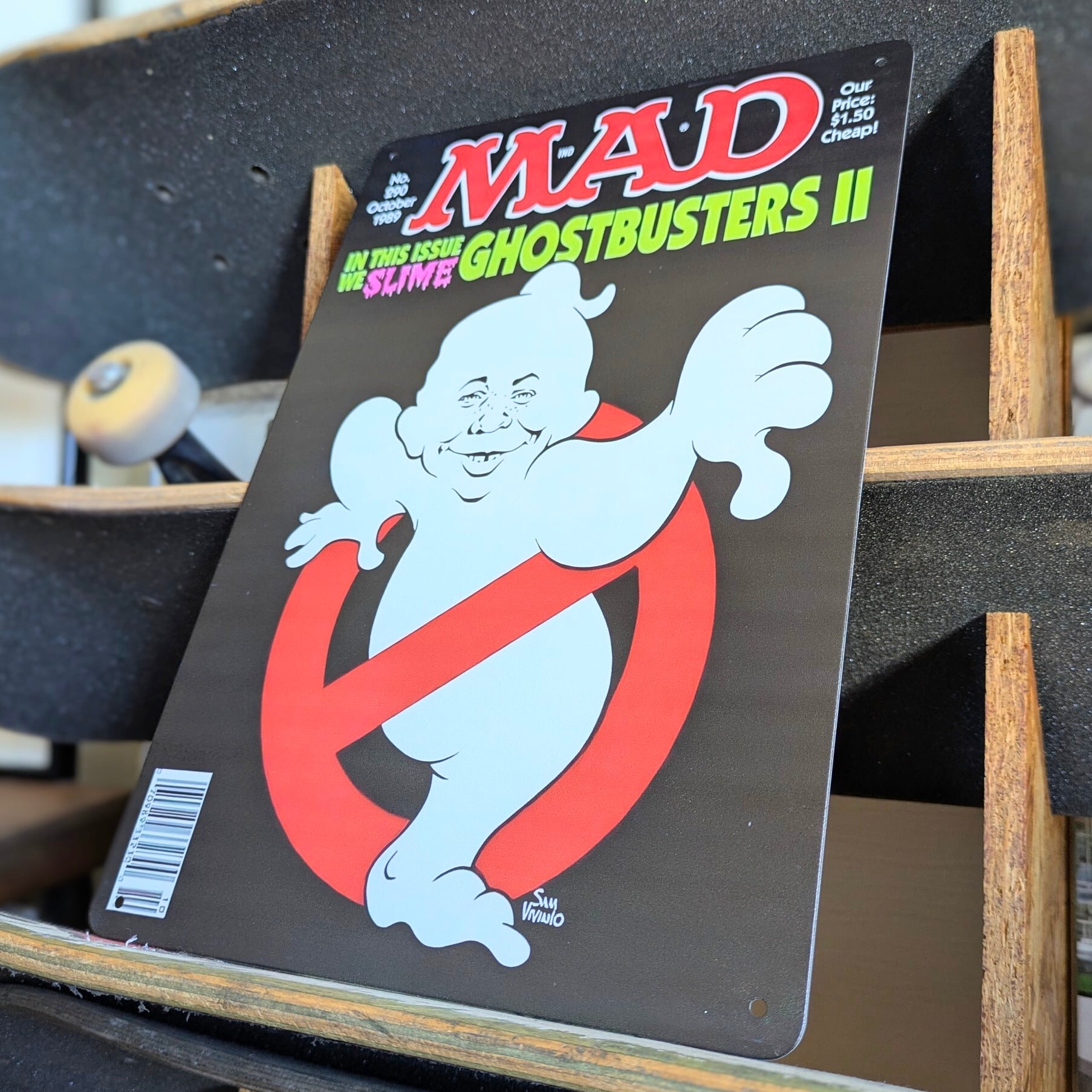 送料無料!ちょうどいいブリキ看板 【 MAD / マッド マガジン】『 ゴーストバスターズ 』 アルフレッド・E・ニューマン / METAL SIGN / メタルサイン / ブリキ看板 / サインボード / ビンテージ加工〚アメリカン雑貨 アメトイ〛