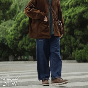 【韓国メンズファッション】デニム ストレートジーンズ 無地 ドローコード ルーズ カジュアル BW2102