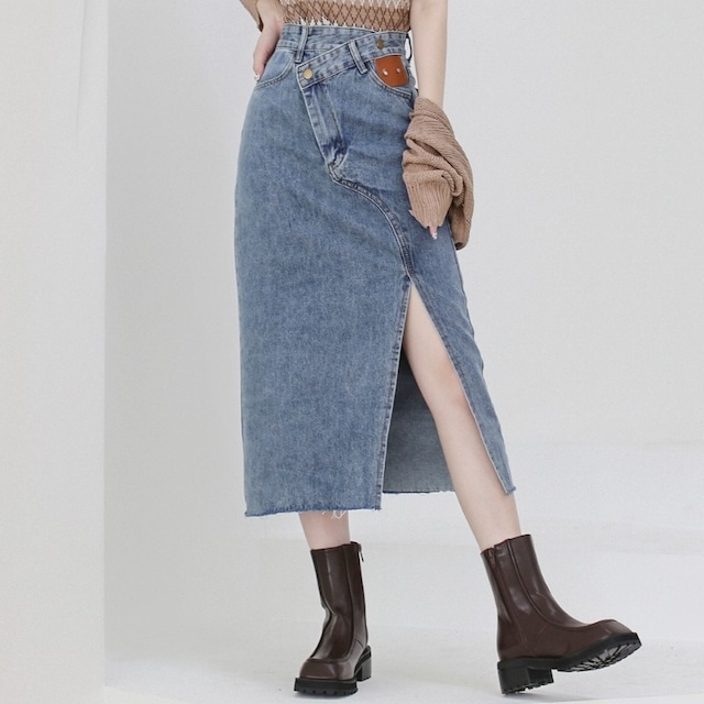 [NONCODE] Crew Unbal Denim Long Skirt 正規品 韓国ブランド 韓国通販 韓国代行 韓国ファッション ロングスカート