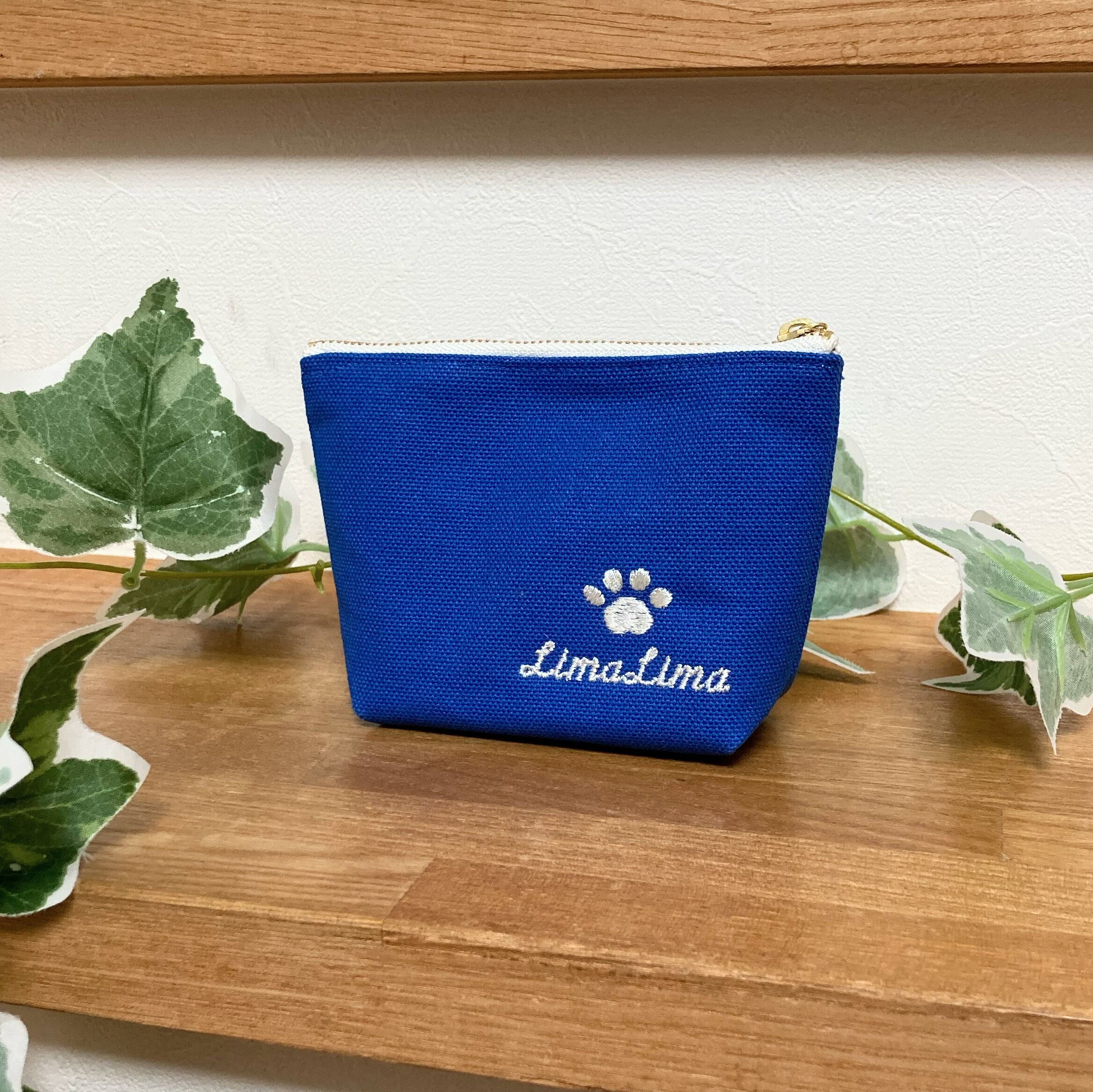 刺繍ポーチ〈シュナウザー/ブルー〉 | LimaLima〜海辺の手しごと