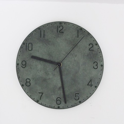 古塗装のモルタル掛け時計（ブロンズグリーンベース）【受注生産】