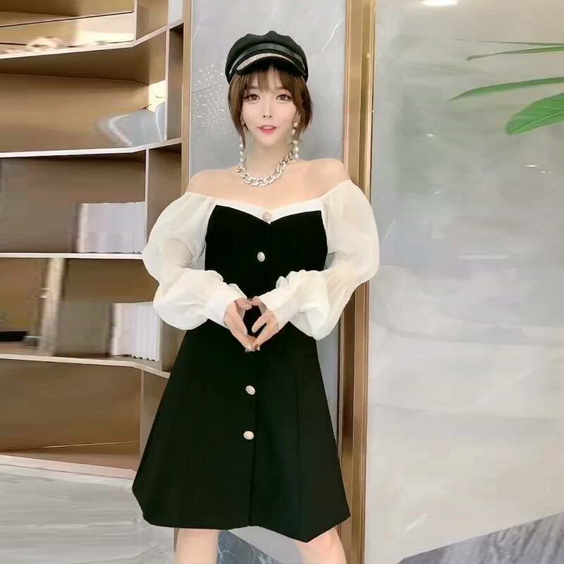 プラスサイズのファットmmドレス2020秋のパフスリーブは、年齢を減らし、薄さを示し、脂肪を増やし、ウエスタンスタイルの女性のスカートの脂肪の姉妹を増やします ミックスインファッション87841745408