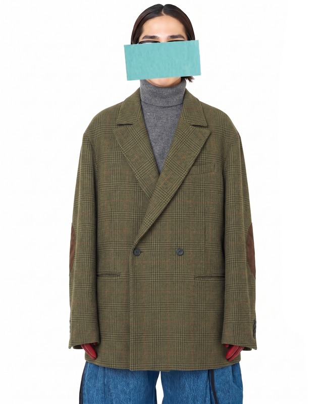 ssstein "BRITISH TWEED OVERSIZED PEAK LAPEL JACKET〔TWEED CHECK〕"