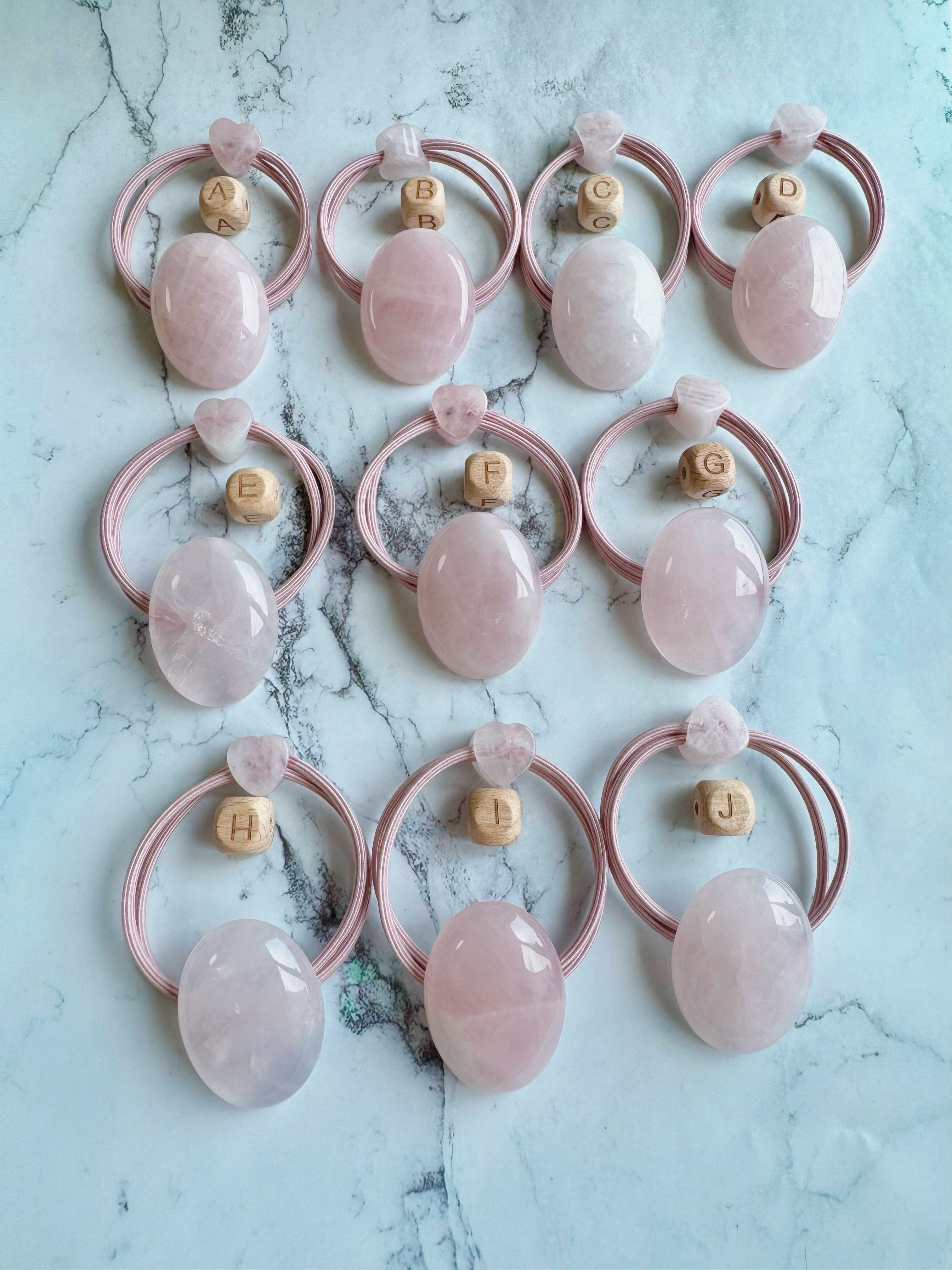 Oval Rose quartz hair accessory（オーバルローズクォーツ天然石 