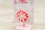 №7644-29 特小 八重の桜 花ブーケ房付き 桃刺繍 スタンド桃色 thumbnail 5