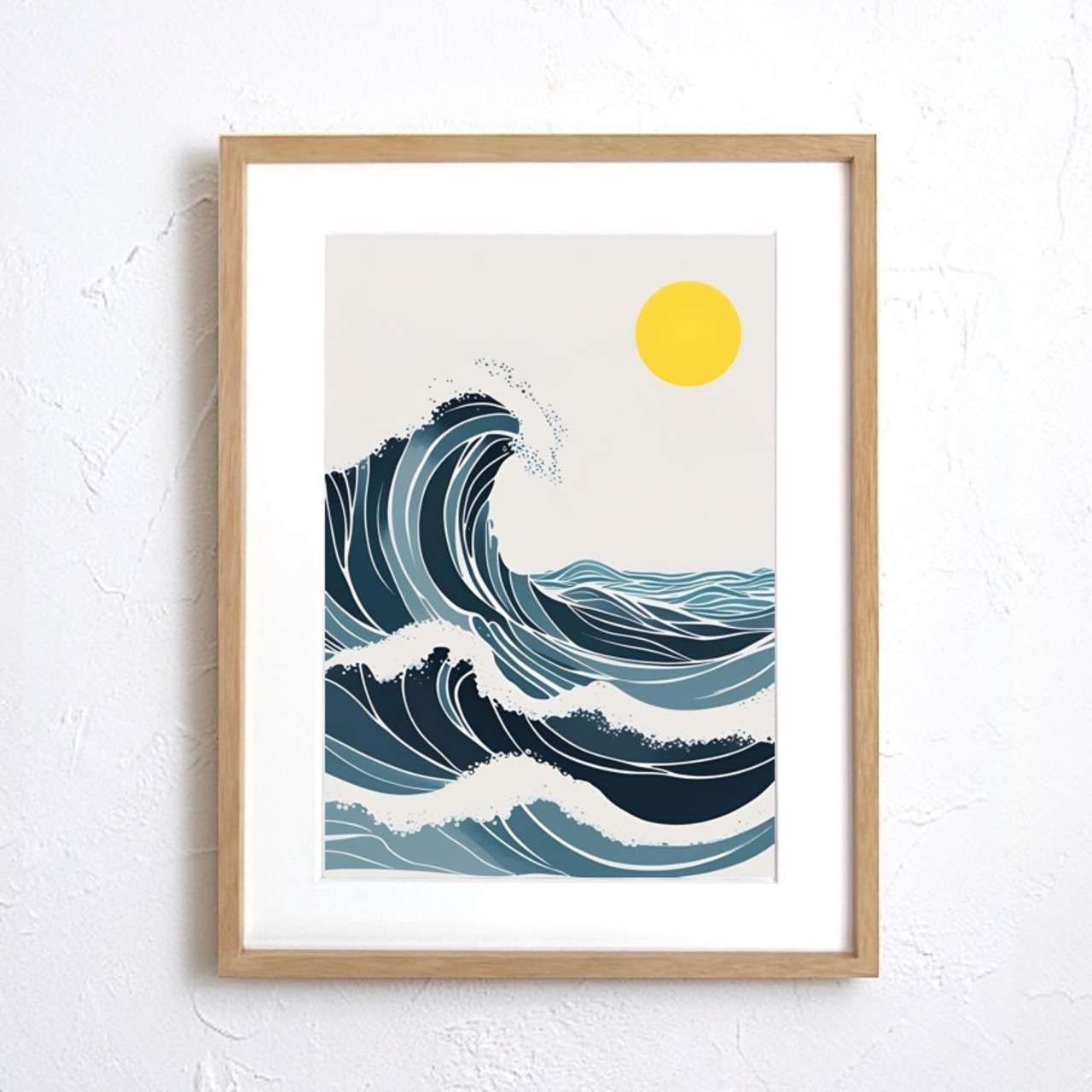 蒼海と黄金の太陽｜北欧モダン波アートポスター｜和モダンインテリア壁掛け｜抽象海景画ミニマルデザイン｜リビング寝室玄関におしゃれな壁飾り｜ギフトにも最適｜高品質印刷｜送料無料｜A2ポスター