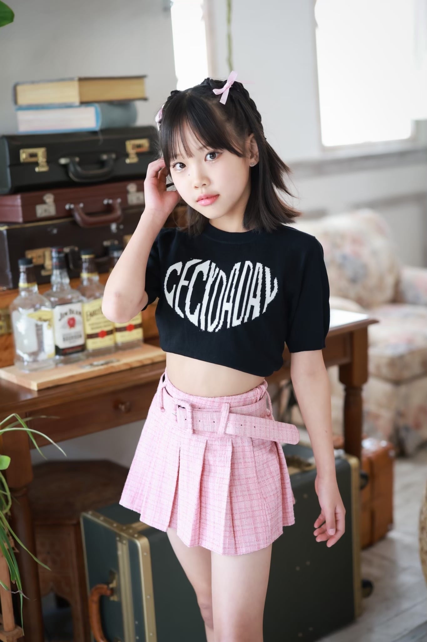 ❤︎お取り寄せ商品❤︎ [110-160] ベルト付きツイードスカート