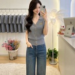 V-Neck Short-Sleeve Knit Cardigan