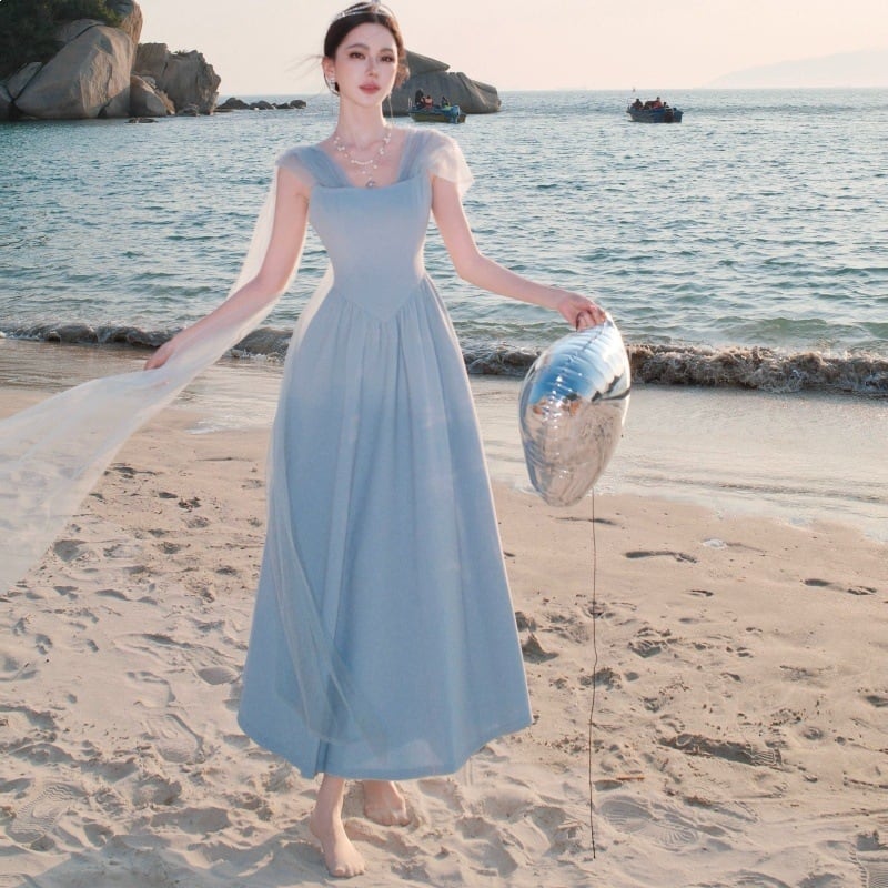 ロングドレス キャバドレス エレガント フレンチ チュール レースアップ リボン 写真映え リゾート JC2-MK-T-157A-8329