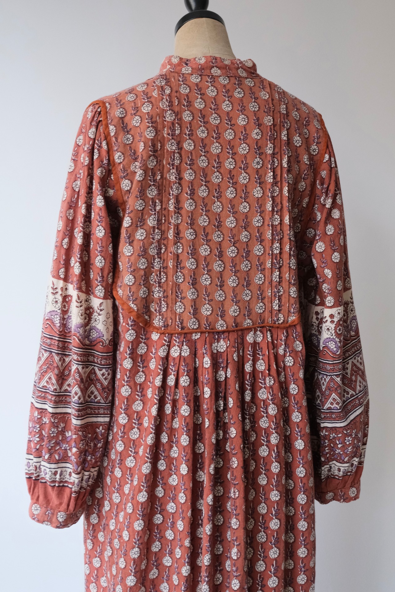 Indian cotton terracotta with lavender dress