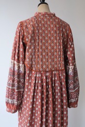 Indian cotton terracotta with lavender dress