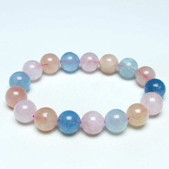 ミックスカラーベリル ブレスレット 12mm 一点物 メール便可 [M便 1/10] 111-30206