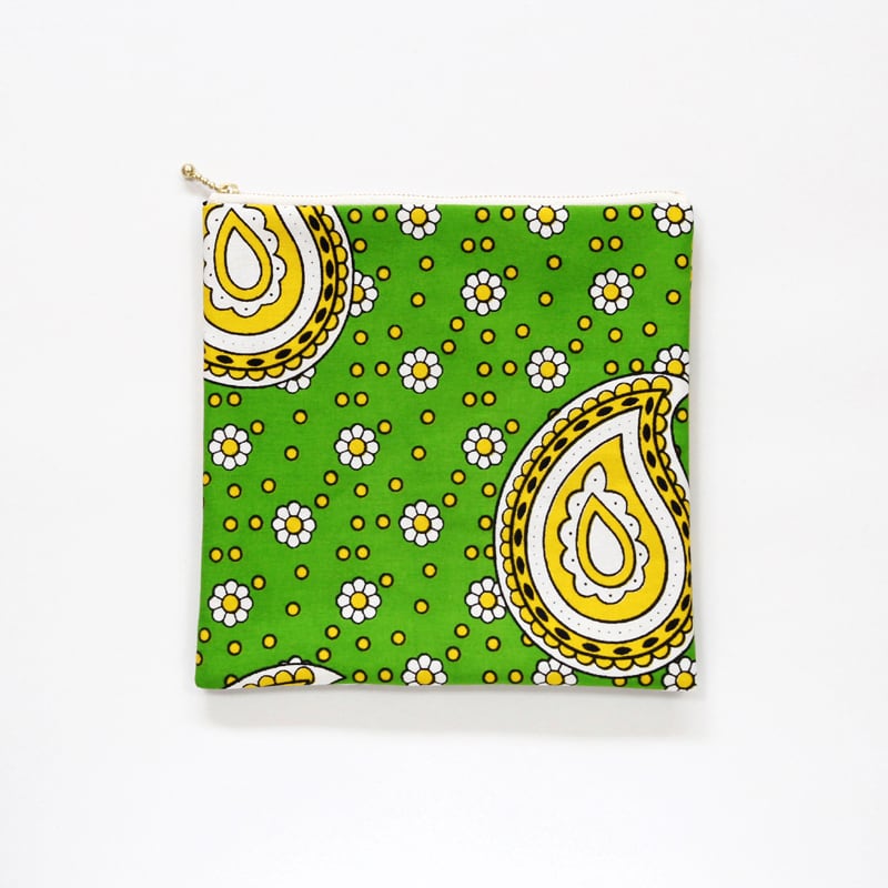 大容量・フラットポーチ（アフリカ布）カンガ 化粧ポーチ マルチポーチ