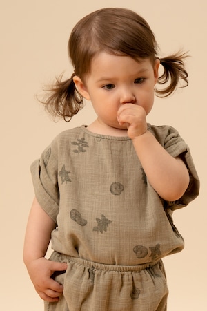 SHIRT PRASLIN Short Sleeves SAGE / FRESH  (36M-6y)  / STUDIO BOHEME PARIS