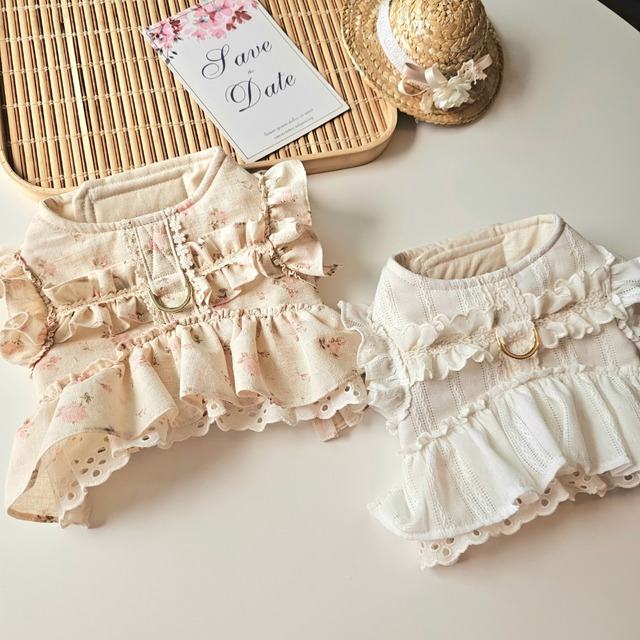 予約販売　Romantic cotten　Harness ハーネス （2color）　　韓国犬服　 soso boutique