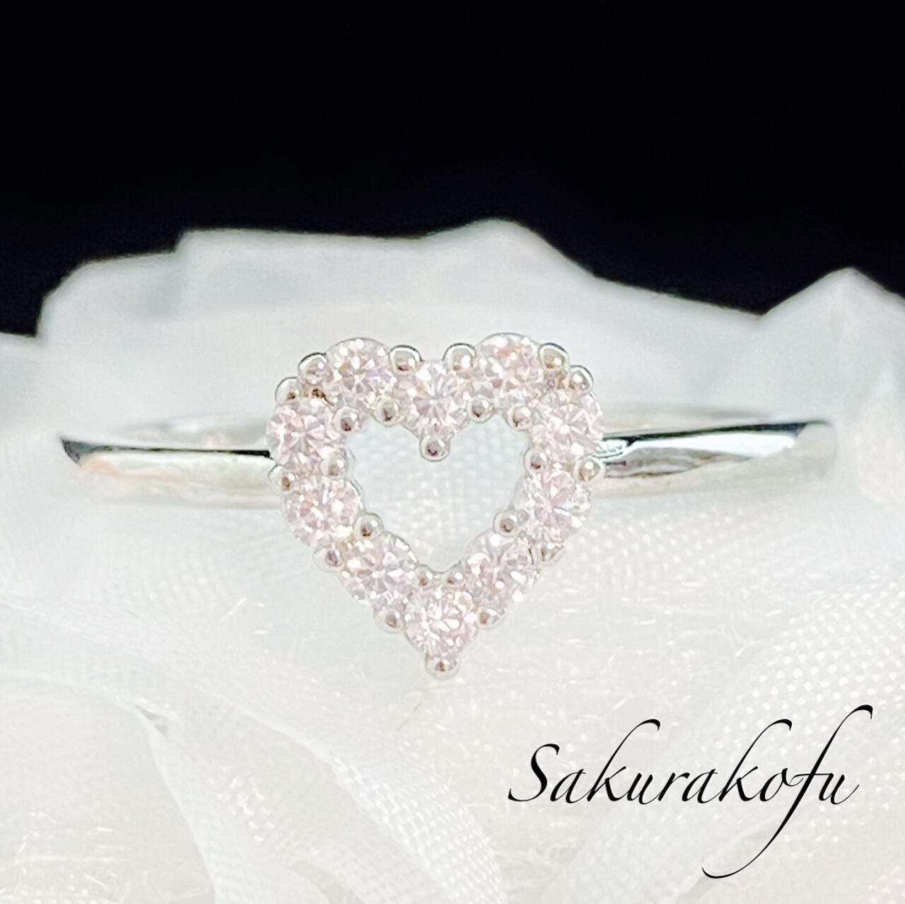 D078 送料無料 人気 レディース リング 指輪 ハート 華奢リング キュービックジルコニア ガーリースタイル シルバー