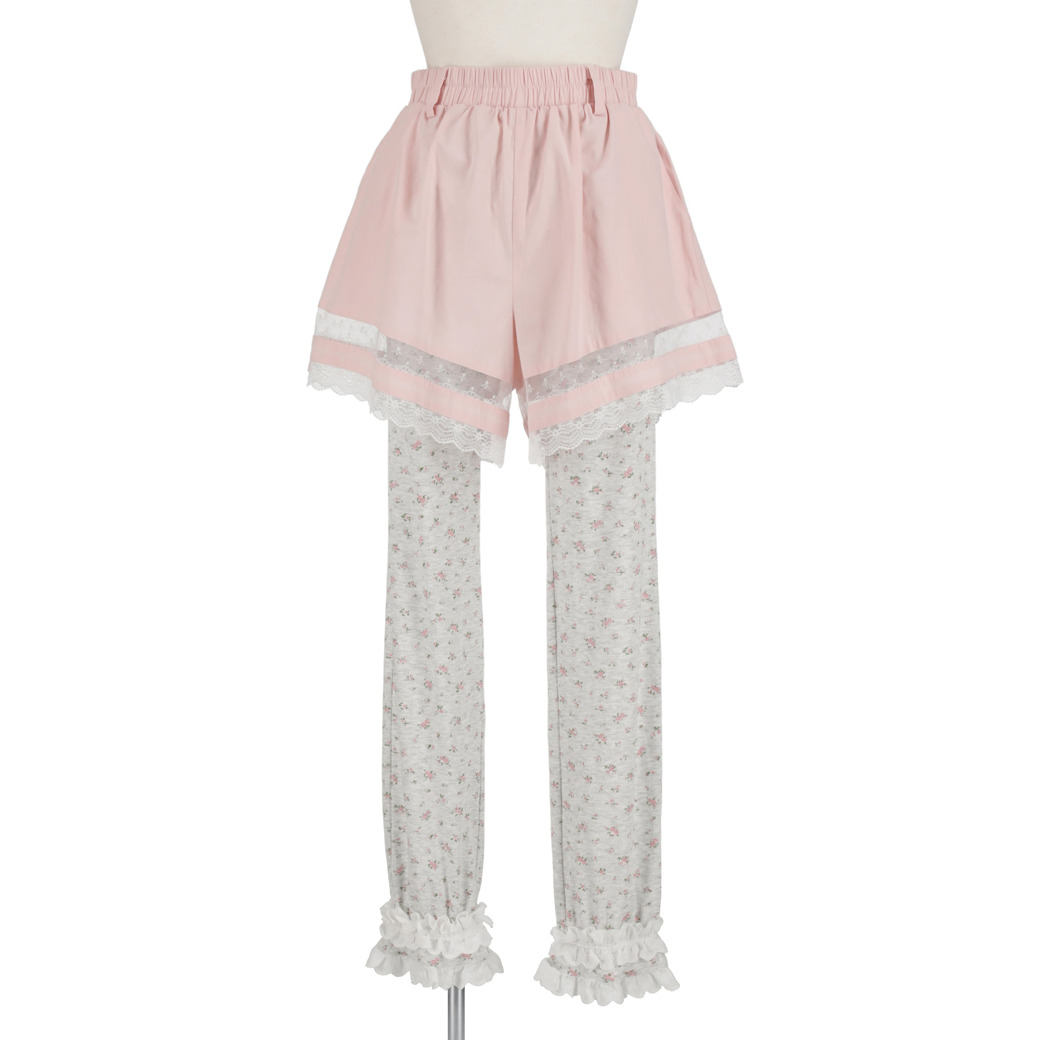 レイヤードレギンスフリルパンツ　PINK