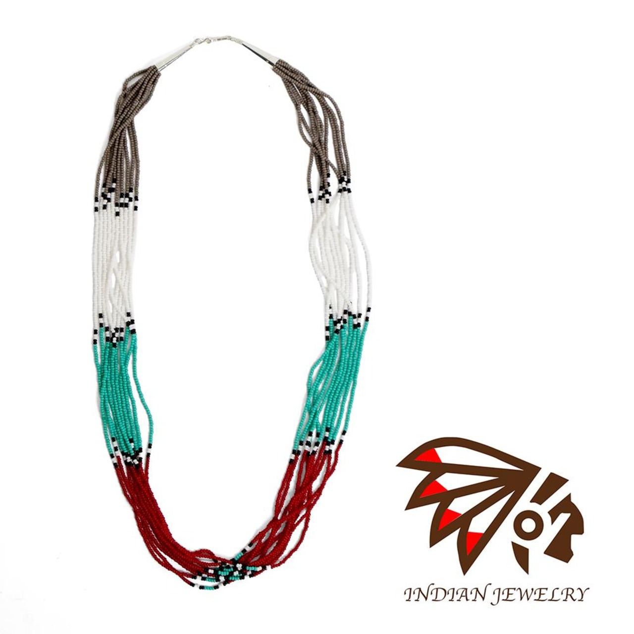 【INDIAN JEWELRY インディアンジュエリー】Navajo 10strand seed beads necklace Nellie Brown ナバホ 10連 シードビーズネックレス ネリー・ブラウン作