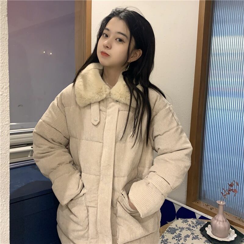 スタイルスタンダードコーデュロイジャケット ウィンタールーズファーカラー コットン レトロ 冬物 萌量不足71714362803