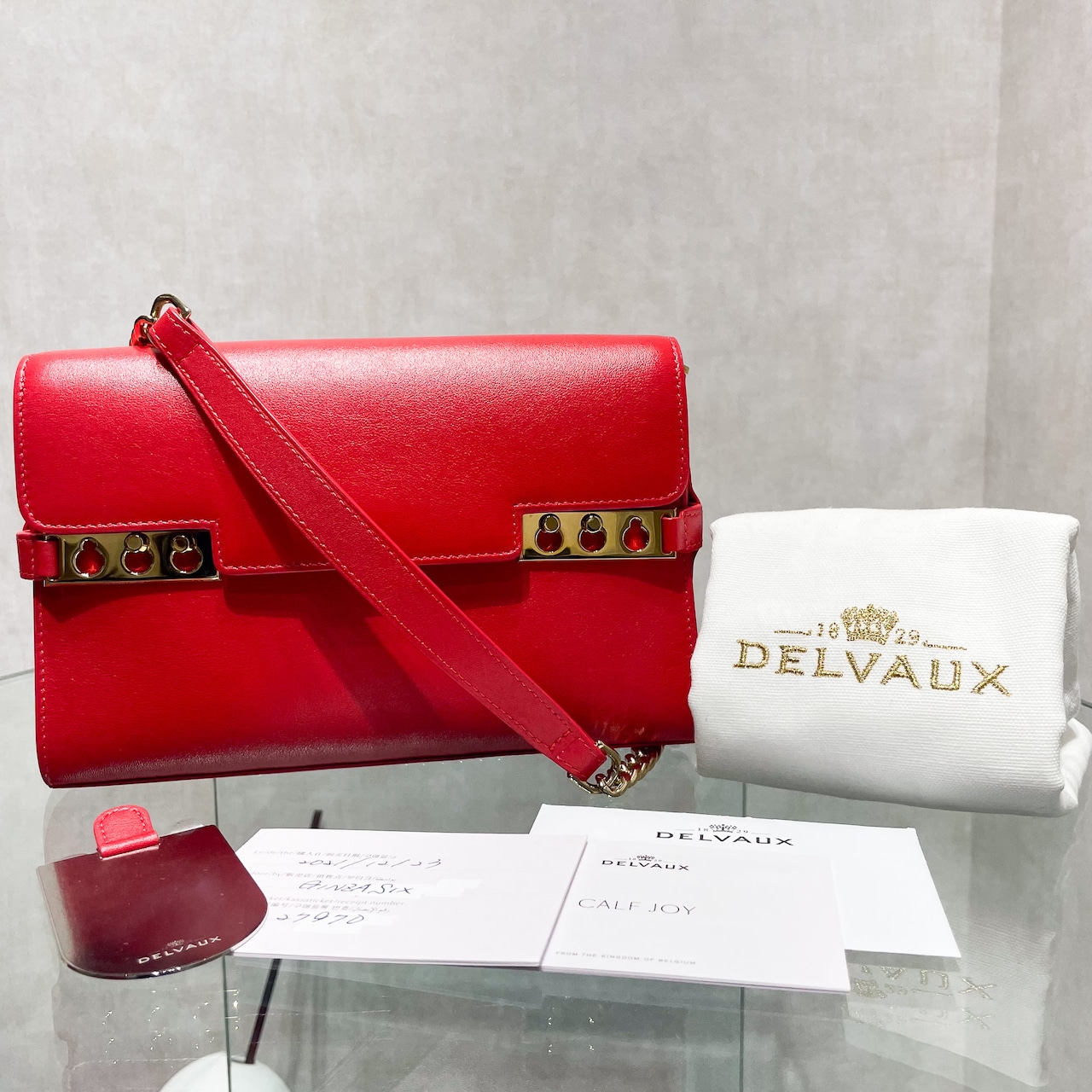 【2021年正規購入品】 DELVAUX タンペート 2Way チェーンウォレット RED