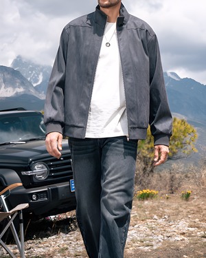 スウェード スタンダードジップアップジャケット 3色 E0118