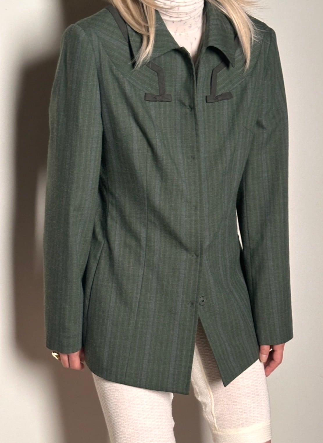 FUMIKA_UCHIDA  [STRIPED WOOL SUITING Wool TWIN COLLART JACKET]