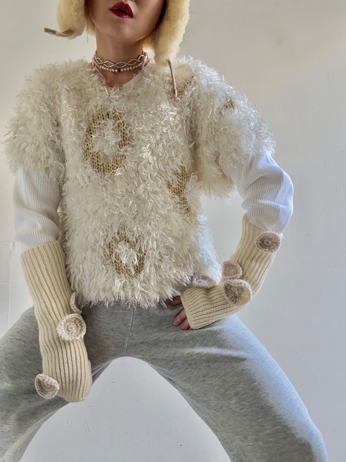 80s SIDEEFFECTS Shaggy Knit Top